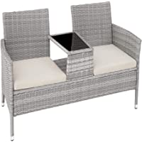 TecTake 800168 Set de Sofá 2X Asientos &amp- Mesa- Conjunto de Muebles de Jardín- Exterior Terraza Patio (Gris Claro | No…